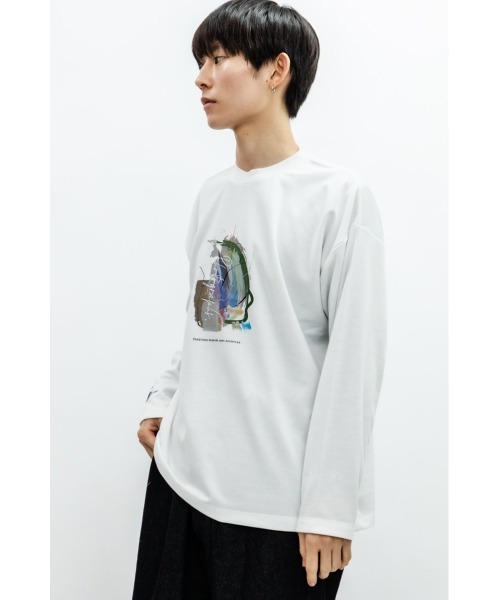Beno（ビーノ）の「コットンタッチダンボール アートデザイン ロングスリーブTEE（Tシャツ/カットソー・メンズ・グレイッシュブルー/ホワイト/ブラック・M/L）」の8枚目の写真