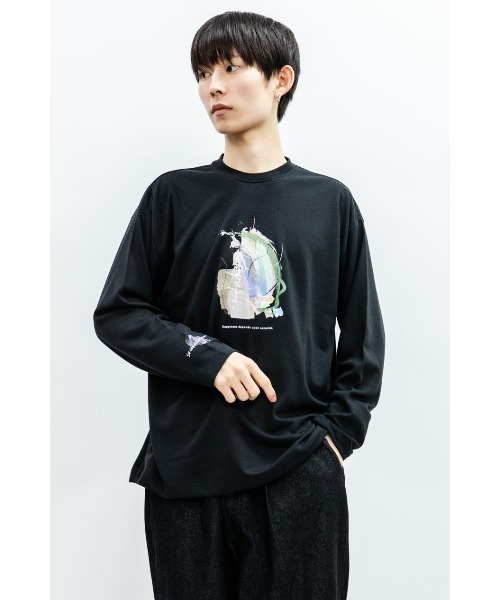 Beno（ビーノ）の「コットンタッチダンボール アートデザイン ロングスリーブTEE（Tシャツ/カットソー・メンズ・グレイッシュブルー/ホワイト/ブラック・M/L）」の14枚目の写真