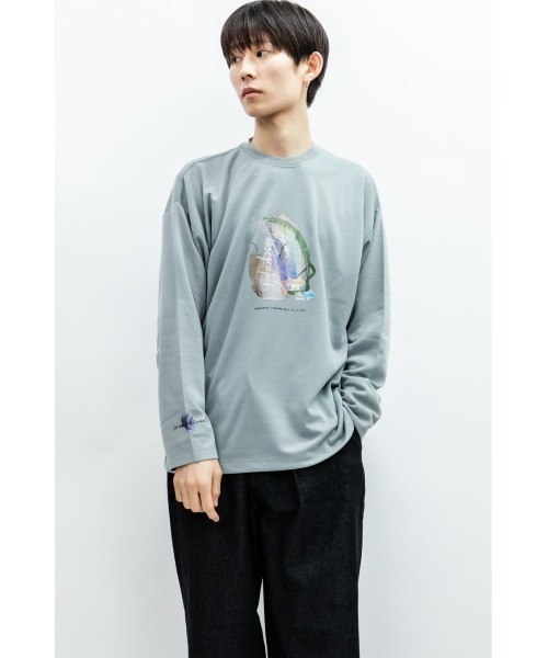 Beno（ビーノ）の「コットンタッチダンボール アートデザイン ロングスリーブTEE（Tシャツ/カットソー・メンズ・グレイッシュブルー/ホワイト/ブラック・M/L）」の22枚目の写真