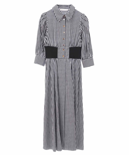 プラスオトハ ステンパネル切替シャツワンピース L】カラードストライプ 9分袖切替シャツワンピース(54412224