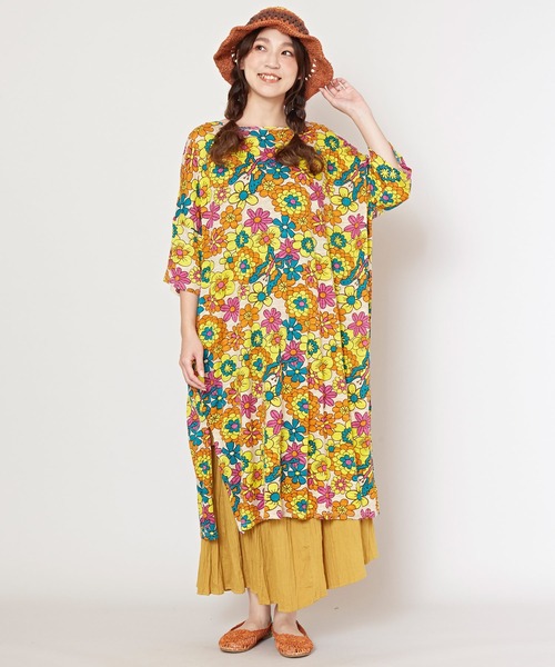 チャイハネ（チャイハネ）の「【チャイハネ】ヒピスラTシャツワンピース（ワンピース・レディース・ブラック/ベージュ/パープル・FREE）」の12枚目の写真