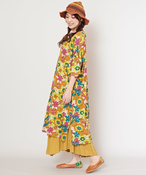 チャイハネ（チャイハネ）の「【チャイハネ】ヒピスラTシャツワンピース（ワンピース・レディース・ブラック/ベージュ/パープル・FREE）」の7枚目の写真