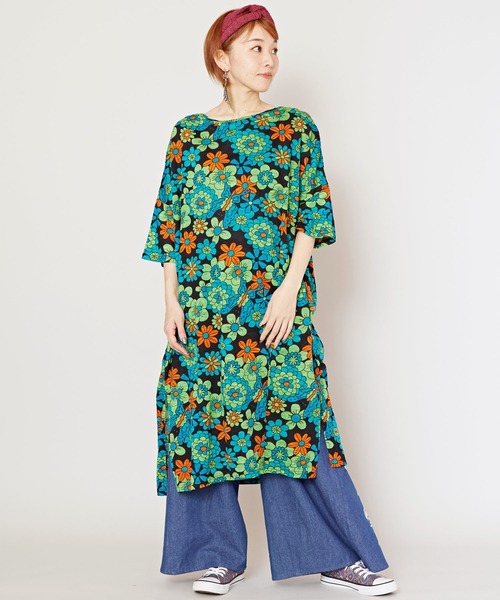 チャイハネ（チャイハネ）の「【チャイハネ】ヒピスラTシャツワンピース（ワンピース・レディース・ブラック/ベージュ/パープル・FREE）」の13枚目の写真