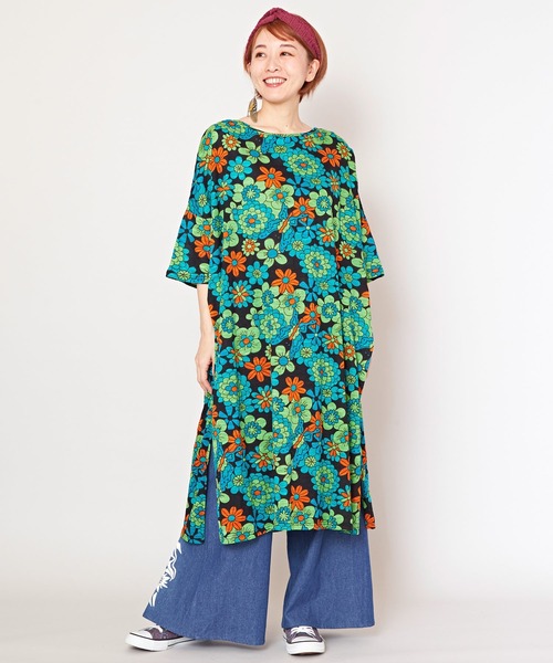 チャイハネ（チャイハネ）の「【チャイハネ】ヒピスラTシャツワンピース（ワンピース・レディース・ブラック/ベージュ/パープル・FREE）」の14枚目の写真