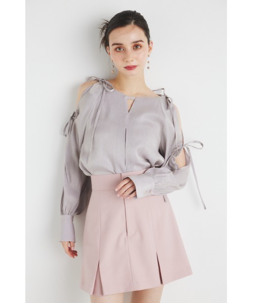 rienda - rienda リボンデザインブラウス L/GRY rienda（リエンダ）の「リボンデザインブラウス 春服（シャツ