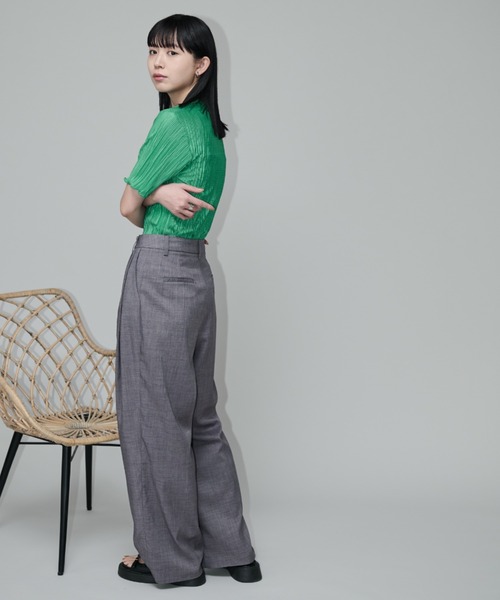 Aunt Marie's（アントマリーズ）の「ミニプリーツハーフスリーブカットソー（Tシャツ/カットソー・レディース・グレー/ブルー/ブラック/ネイビー/オレンジ/グリーン・FREE）」の22枚目の写真