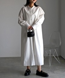 Bonjour Sagan | ボリュームスリーブバンドカラーシャツワンピース(シャツワンピース)
