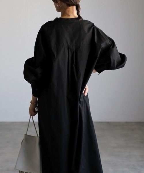 Bonjour Sagan（ボンジュールサガン）の「ボリュームスリーブバンドカラーシャツワンピース（シャツワンピース・レディース・ライトピンク/ライトブルー/ブラック/オフホワイト/イエロー・FREE）」の18枚目の写真