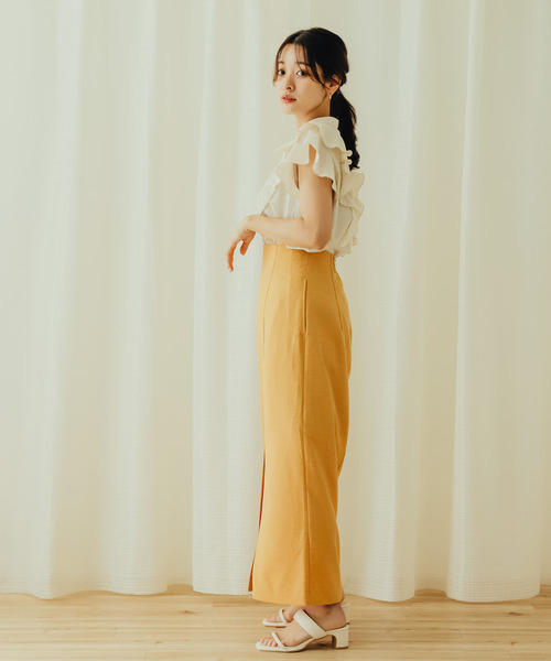 SENSE OF PLACE by URBAN RESEARCH（センスオブプレイスバイアーバンリサーチ）の「リネンライクスリットタイトスカート（スカート・レディース・チャコールグレー/ライトベージュ/ブラック/オレンジ/ライトブルー・X-SMALL/SMALL/MEDIUM/LARGE/TALL）」の18枚目の写真