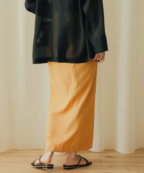SENSE OF PLACE by URBAN RESEARCH（センスオブプレイスバイアーバンリサーチ）の「リネンライクスリットタイトスカート（スカート・レディース・チャコールグレー/ライトベージュ/ブラック/オレンジ/ライトブルー・X-SMALL/SMALL/MEDIUM/LARGE/TALL）」の20枚目の写真