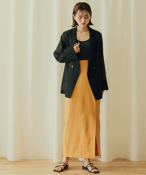 SENSE OF PLACE by URBAN RESEARCH（センスオブプレイスバイアーバンリサーチ）の「リネンライクスリットタイトスカート（スカート・レディース・チャコールグレー/ライトベージュ/ブラック/オレンジ/ライトブルー・X-SMALL/SMALL/MEDIUM/LARGE/TALL）」の21枚目の写真