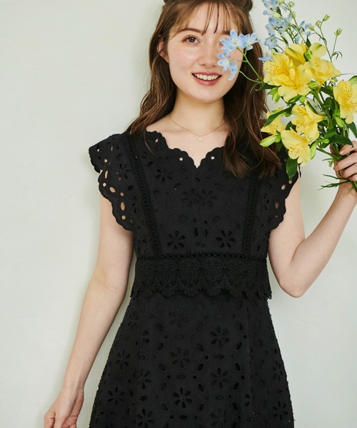 NOELA（ノエラ）の「コットンレースマキシワンピ（ワンピース・レディース・ブラック/オフホワイト/サックスブルー/イエロー・S/M）」の9枚目の写真