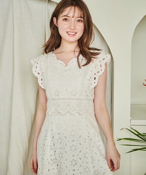 NOELA（ノエラ）の「コットンレースマキシワンピ（ワンピース・レディース・ブラック/オフホワイト/サックスブルー/イエロー・S/M）」の7枚目の写真