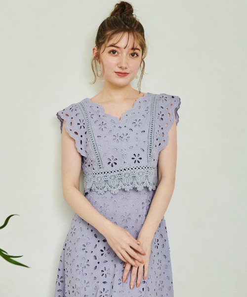 NOELA（ノエラ）の「コットンレースマキシワンピ（ワンピース・レディース・ブラック/オフホワイト/サックスブルー/イエロー・S/M）」の6枚目の写真