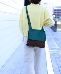 [HALEINE]牛革レザーバイカラー ショルダーバッグ