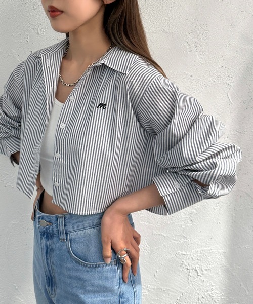 apres jour mignon（アプレジュールミニョン）の「アソートクロップドシャツ【ZOZOTOWN限定アイテム】（シャツ/ブラウス・レディース・ネイビー/ブラック/オフホワイト/ブルー・X-LARGE/フリー）」の21枚目の写真