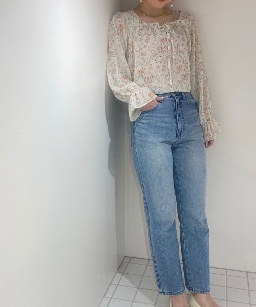 flower（フラワー）の「フローラルキャンディブラウス（シャツ/ブラウス・レディース・ブルー/アイボリー・FREE）」の5枚目の写真