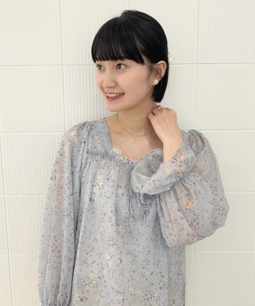 flower（フラワー）の「フローラルキャンディブラウス（シャツ/ブラウス・レディース・ブルー/アイボリー・FREE）」の10枚目の写真