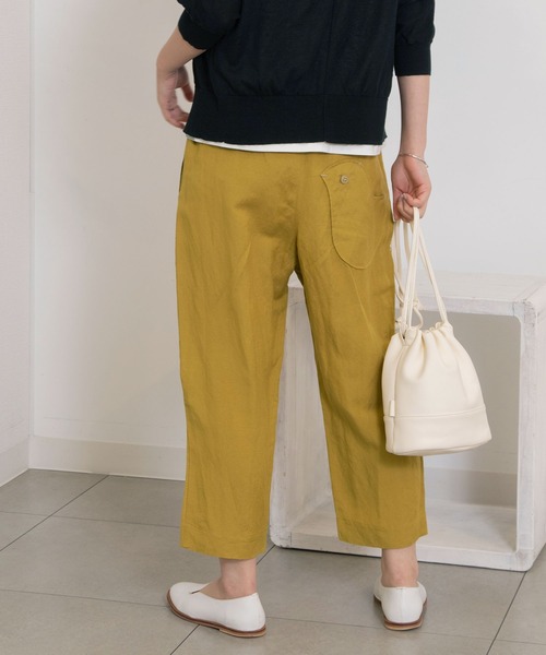 POU DOU DOU(プードゥドゥ)の「normesリネンレーヨン鳥ポケットクロップドパンツ(その他パンツ・レディース・ブラック/カーキ/ネイビー/イエロー・3)」の7枚目の写真