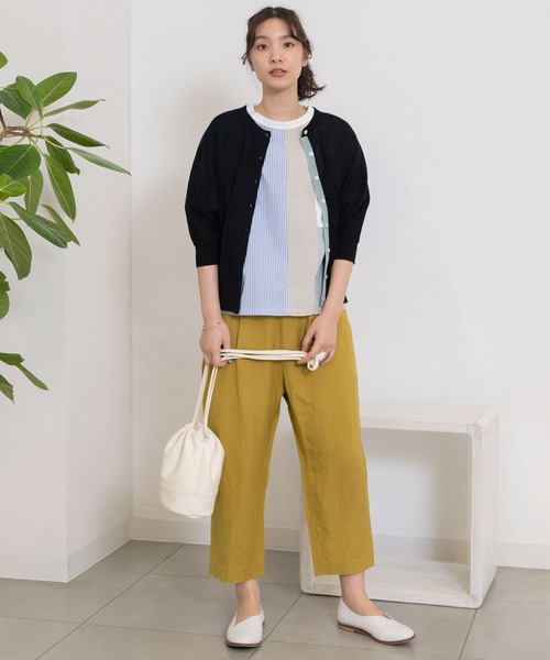 POU DOU DOU(プードゥドゥ)の「normesリネンレーヨン鳥ポケットクロップドパンツ(その他パンツ・レディース・ブラック/カーキ/ネイビー/イエロー・3)」の8枚目の写真
