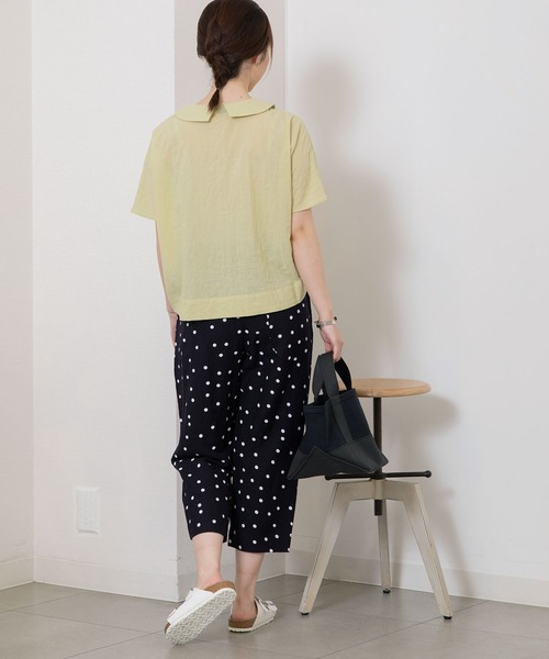 POU DOU DOU(プードゥドゥ)の「normesリネンレーヨン鳥ポケットクロップドパンツ(その他パンツ・レディース・ブラック/カーキ/ネイビー/イエロー・3)」の14枚目の写真