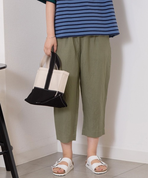 POU DOU DOU(プードゥドゥ)の「normesリネンレーヨン鳥ポケットクロップドパンツ(その他パンツ・レディース・ブラック/カーキ/ネイビー/イエロー・3)」の18枚目の写真