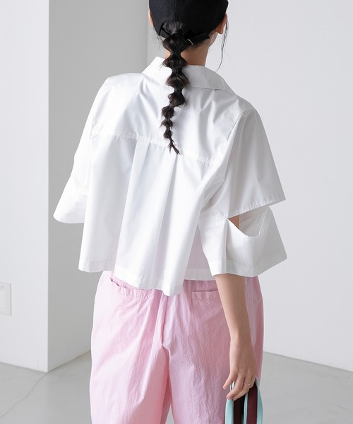 forksy.】カットオフ半袖クロップドシャツ forksy.│MONO-MART