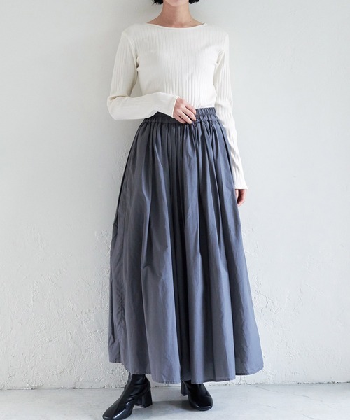 for/c（フォーシー）の「ギャザーフレアスカート【サスティナブル】（スカート・レディース・チャコール/グレイッシュブルー・M/L）」の8枚目の写真