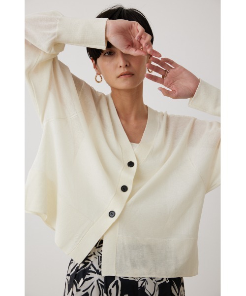 crie conforto（クリーコンフォルト）の「バックメッシュカーデ（カーディガン/ボレロ・レディース・オフホワイト/ブルー/ライトパープル/ピンク/チャコールグレー/ボルドー・FREE）」の2枚目の写真