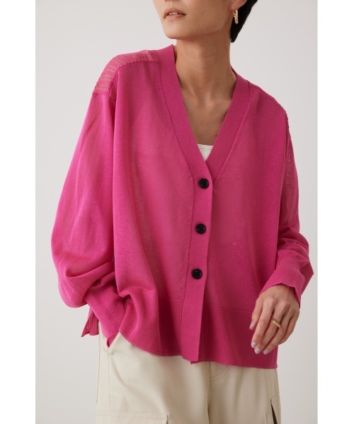 crie conforto（クリーコンフォルト）の「バックメッシュカーデ（カーディガン/ボレロ・レディース・オフホワイト/ブルー/ライトパープル/ピンク/チャコールグレー/ボルドー・FREE）」の6枚目の写真