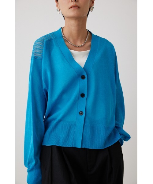 crie conforto（クリーコンフォルト）の「バックメッシュカーデ（カーディガン/ボレロ・レディース・オフホワイト/ブルー/ライトパープル/ピンク/チャコールグレー/ボルドー・FREE）」の4枚目の写真