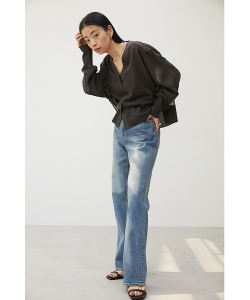 crie conforto（クリーコンフォルト）の「バックメッシュカーデ（カーディガン/ボレロ・レディース・オフホワイト/ブルー/ライトパープル/ピンク/チャコールグレー/ボルドー・FREE）」の16枚目の写真