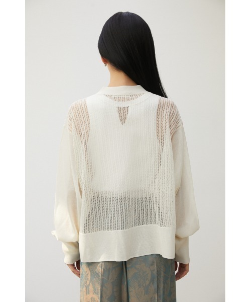 crie conforto（クリーコンフォルト）の「バックメッシュカーデ（カーディガン/ボレロ・レディース・オフホワイト/ブルー/ライトパープル/ピンク/チャコールグレー/ボルドー・FREE）」の11枚目の写真