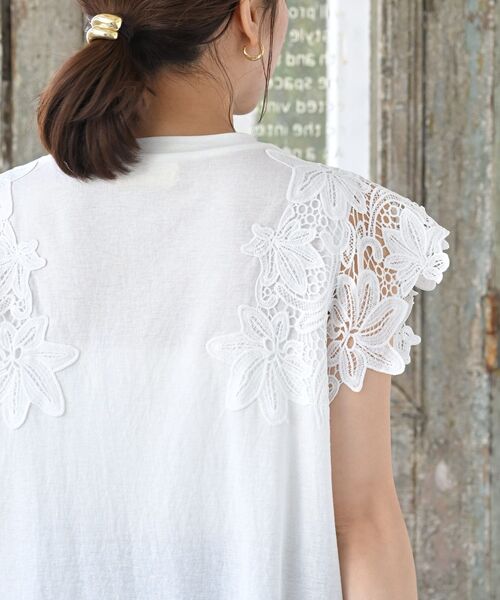 rps（アールピーエス）の「レース袖カットチュニック（チュニック・レディース・チャコールグレー/オフホワイト/ブラック/グリーン・フリー）」の11枚目の写真