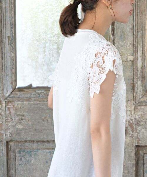 rps（アールピーエス）の「レース袖カットチュニック（チュニック・レディース・チャコールグレー/オフホワイト/ブラック/グリーン・フリー）」の12枚目の写真