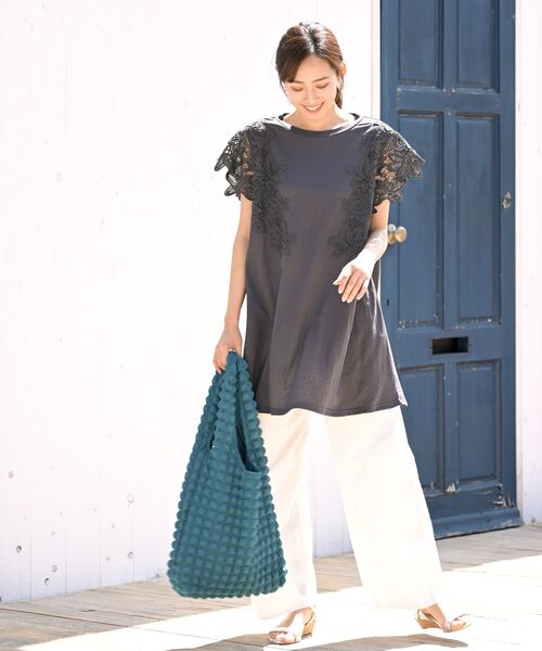 rps（アールピーエス）の「レース袖カットチュニック（チュニック・レディース・チャコールグレー/オフホワイト/ブラック/グリーン・フリー）」の13枚目の写真