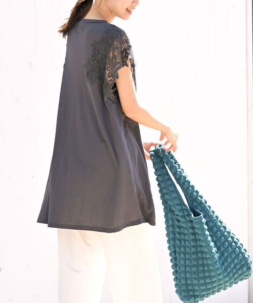 rps（アールピーエス）の「レース袖カットチュニック（チュニック・レディース・チャコールグレー/オフホワイト/ブラック/グリーン・フリー）」の14枚目の写真