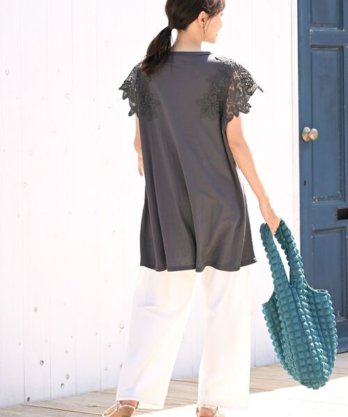 rps（アールピーエス）の「レース袖カットチュニック（チュニック・レディース・チャコールグレー/オフホワイト/ブラック/グリーン・フリー）」の15枚目の写真