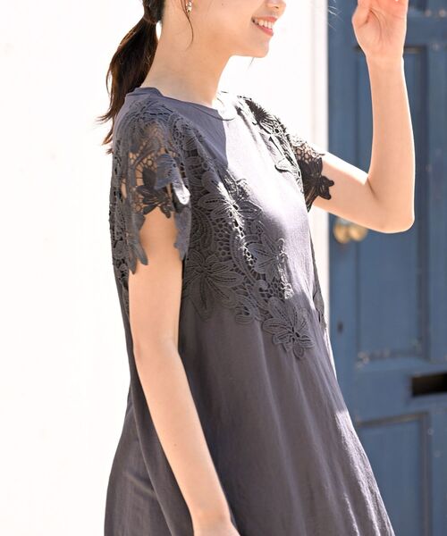 rps（アールピーエス）の「レース袖カットチュニック（チュニック・レディース・チャコールグレー/オフホワイト/ブラック/グリーン・フリー）」の18枚目の写真