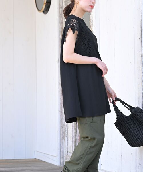 rps（アールピーエス）の「レース袖カットチュニック（チュニック・レディース・チャコールグレー/オフホワイト/ブラック/グリーン・フリー）」の22枚目の写真