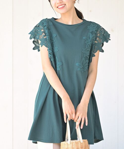 新品❣️レースが素敵なチュニック レースチュニック ワンピース レディース きれいめ 春秋