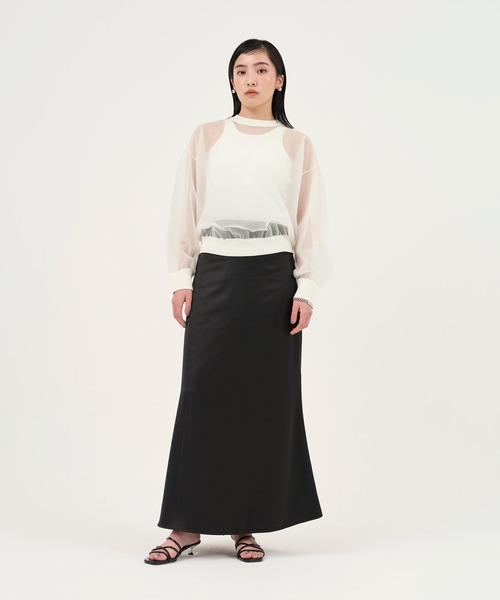 TINA：JOJUN（ティーナジョジュン）の「シアーニット プルオーバー TINA：JOJUN（ニット/セーター・レディース・ピンク/オフホワイト・M）」の3枚目の写真