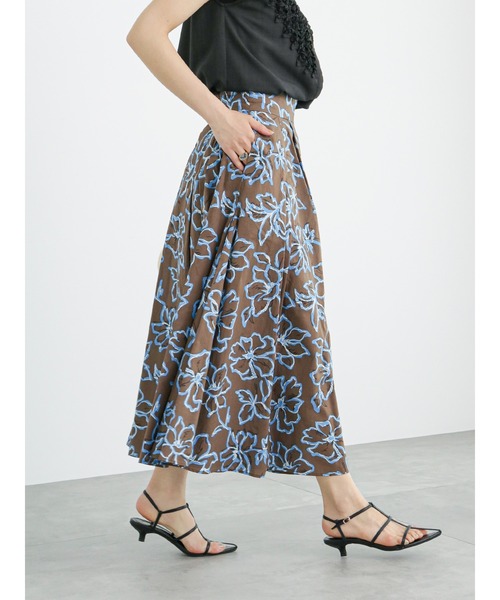 Te chichi（テチチ）の「綿ローンアフリカンフラワープリントスカート（セットアップ可）（スカート・レディース・ブラック/ブラウン・M/S）」の10枚目の写真