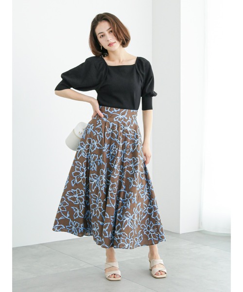 Te chichi（テチチ）の「綿ローンアフリカンフラワープリントスカート（セットアップ可）（スカート・レディース・ブラック/ブラウン・M/S）」の16枚目の写真