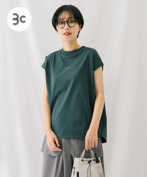 EKAL（エカル）の「フレンチスリーブカットソー（Tシャツ/カットソー・レディース・グリーン/ベージュ系その他/ブラウン/ホワイト・ONE）」の4枚目の写真