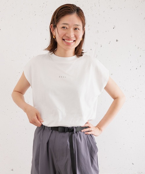 EKAL（エカル）の「フレンチスリーブカットソー（Tシャツ/カットソー・レディース・グリーン/ベージュ系その他/ブラウン/ホワイト・ONE）」の14枚目の写真
