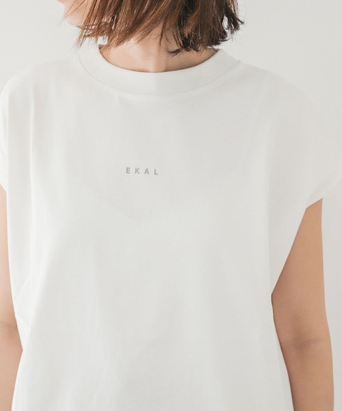 EKAL（エカル）の「フレンチスリーブカットソー（Tシャツ/カットソー・レディース・グリーン/ベージュ系その他/ブラウン/ホワイト・ONE）」の5枚目の写真