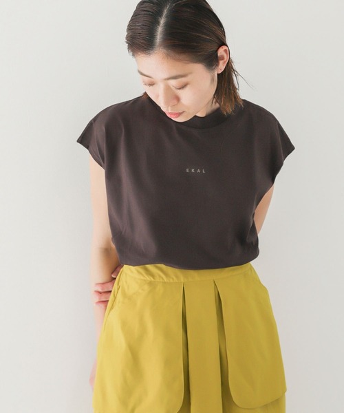 EKAL（エカル）の「フレンチスリーブカットソー（Tシャツ/カットソー・レディース・グリーン/ベージュ系その他/ブラウン/ホワイト・ONE）」の12枚目の写真