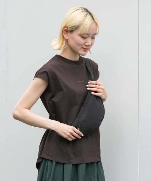 EKAL（エカル）の「フレンチスリーブカットソー（Tシャツ/カットソー・レディース・グリーン/ベージュ系その他/ブラウン/ホワイト・ONE）」の13枚目の写真