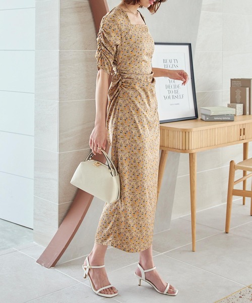 華奢見えオプティカルフラワーワンピース（ワンピース）｜KOBE LETTUCE